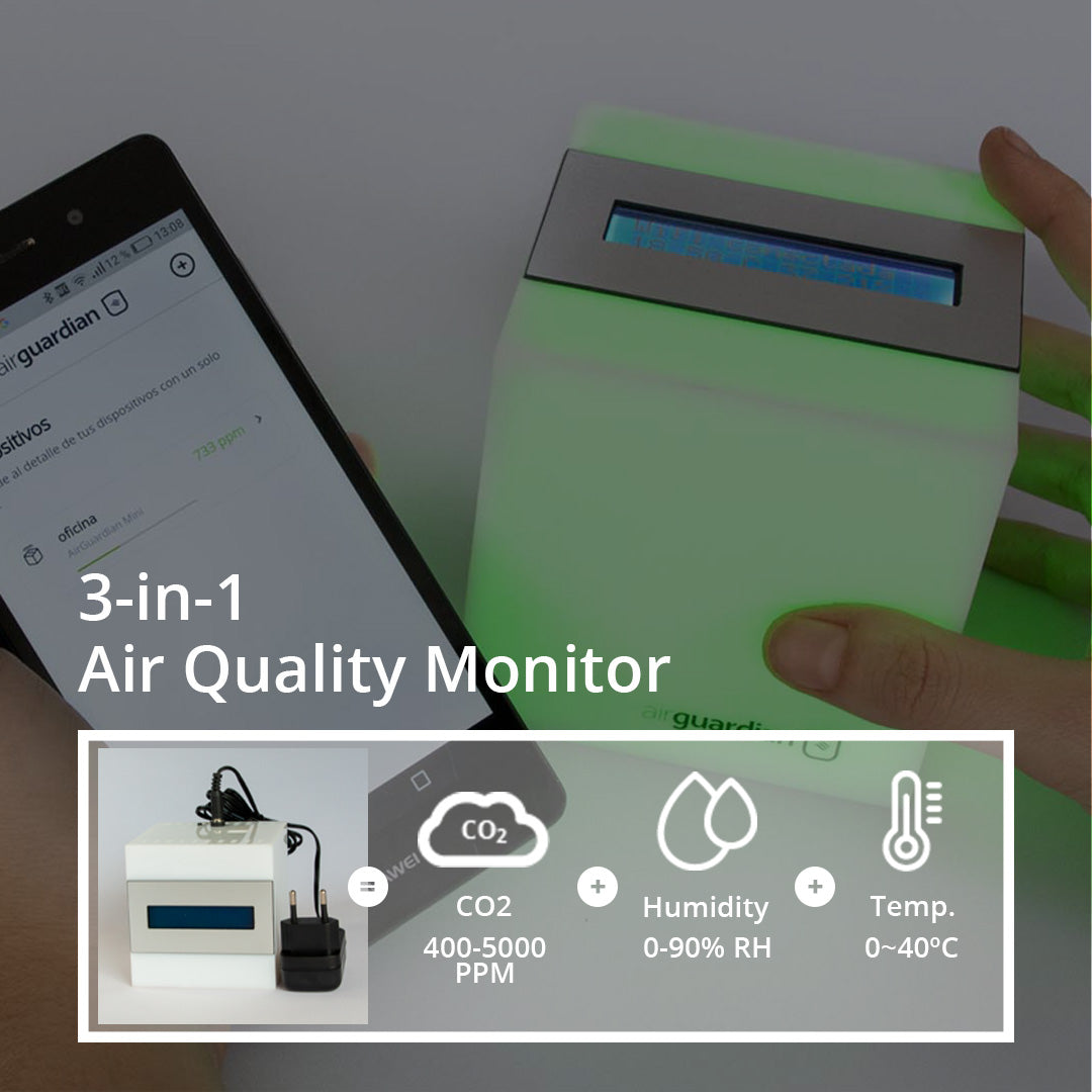 AirGuardian Mini - Medidor inteligente de CO2, humedad y temperatura.